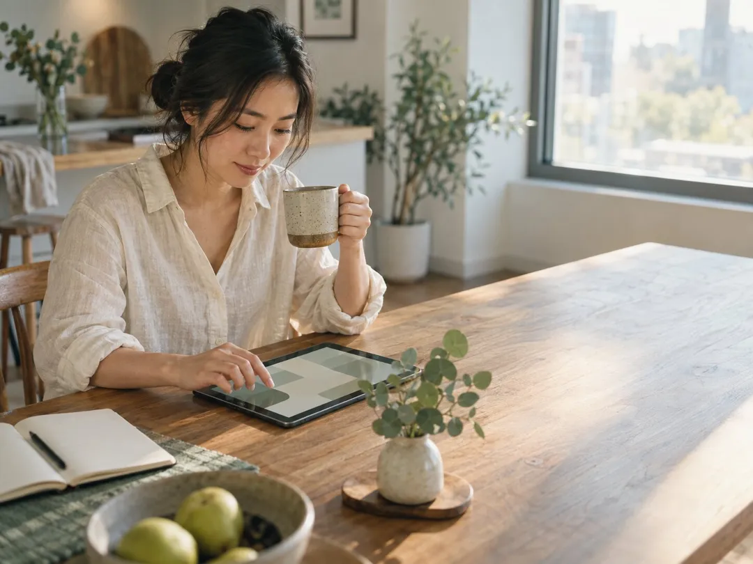 Project manager checking feedback on a tablet